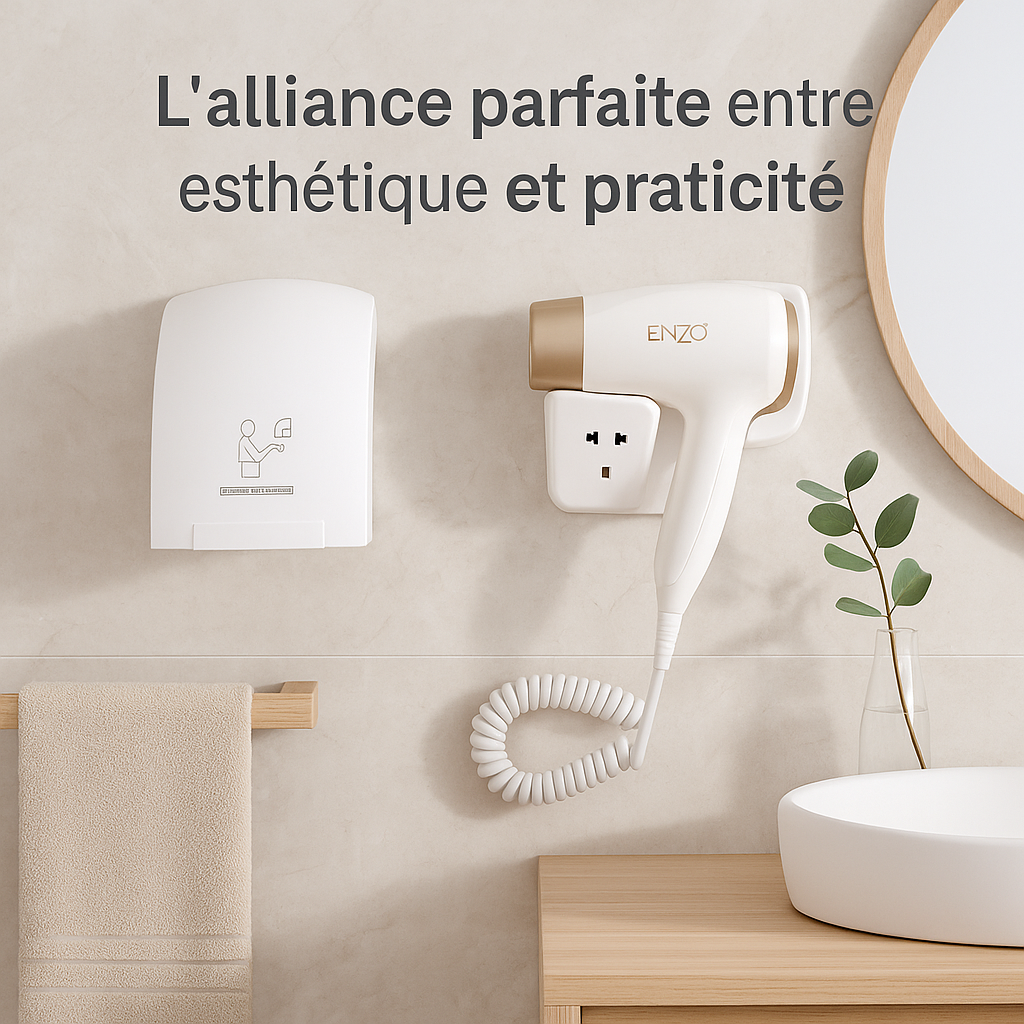 Sèche-cheveux mural + Sèche-mains automatique