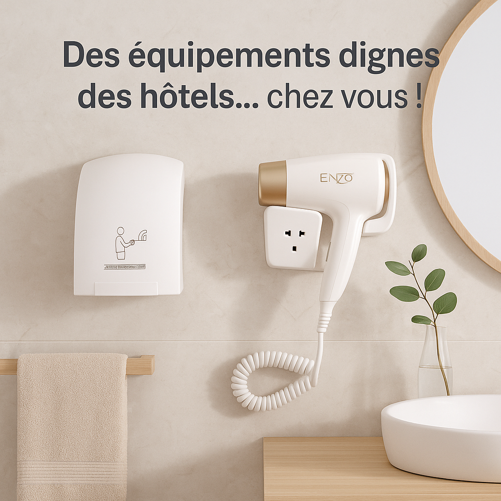 Sèche-cheveux mural + Sèche-mains automatique