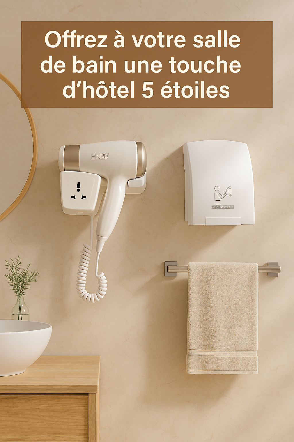 Sèche-cheveux mural + Sèche-mains automatique