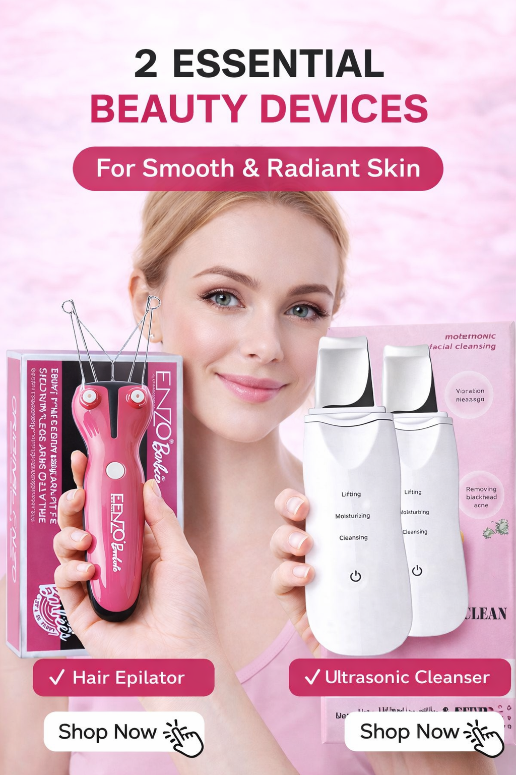 ✨ جهاز إزالة شعر الوجه وتنظيف البشرة 2 في 1 ✨